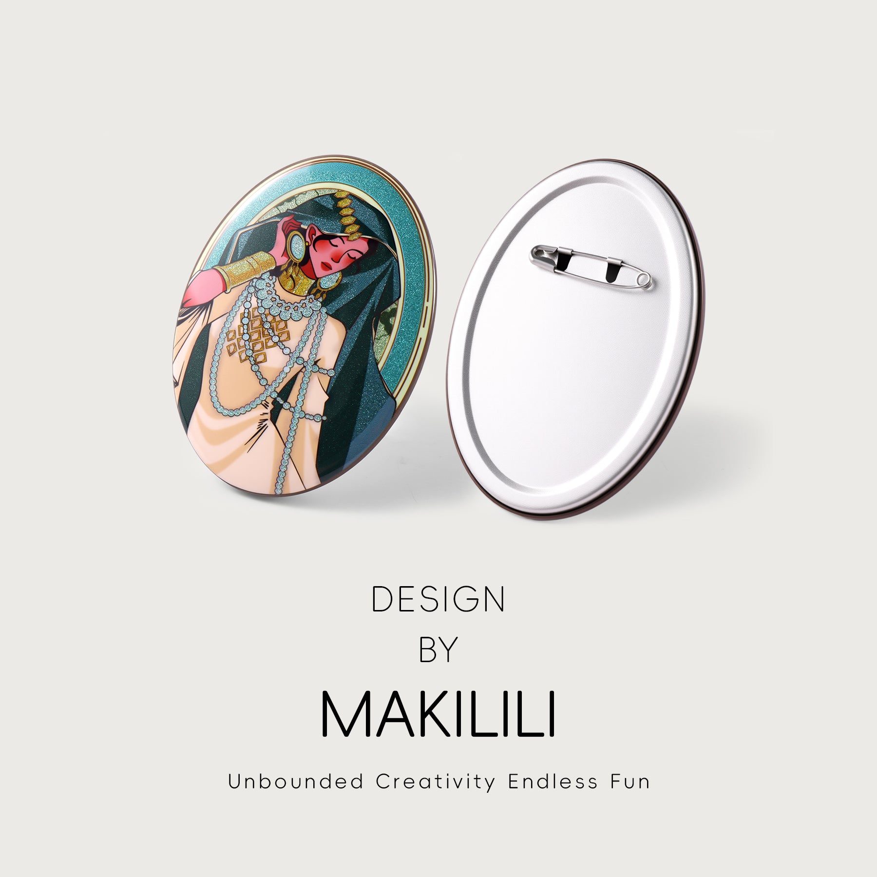 Custom Oval Holo film badge/ pin