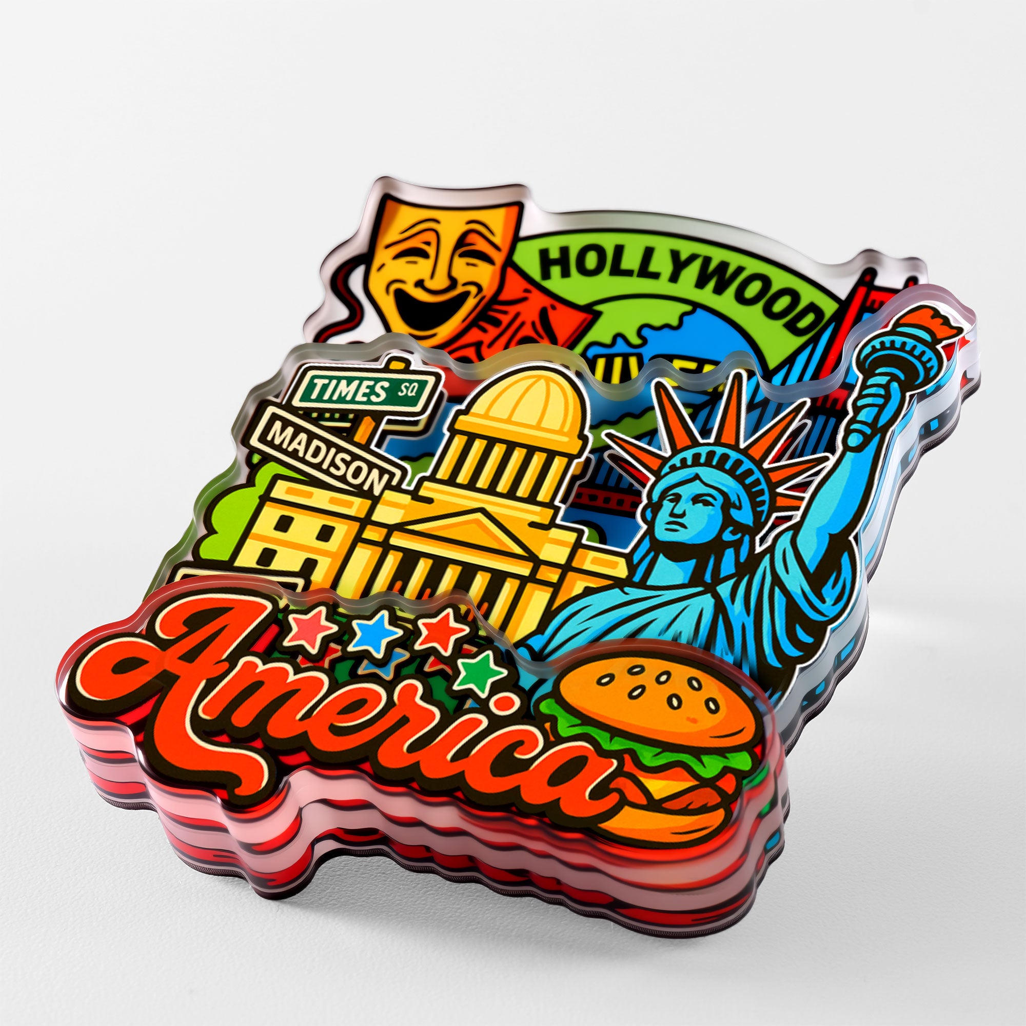 Custom Acrylic Multi-Layer Fridge Magnet with Soft Magnetic Backing